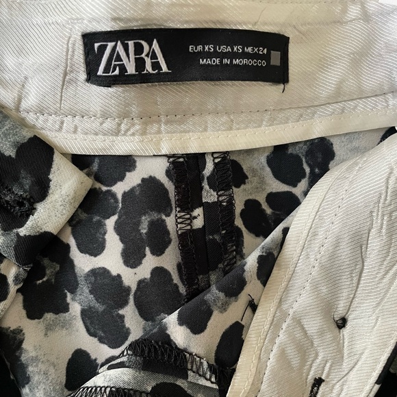 Zara Black & White Cheetah Leopard Print Highwaisted Flowy Skort Size XS - Picture 6 of 10